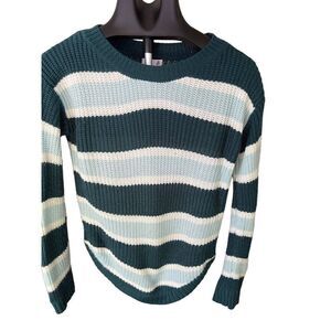 SO Women’s Sweater SZ XS Long Sleeves Striped Blue Green